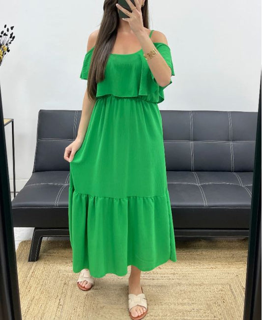ROBE LONGUE A VOLANTS
